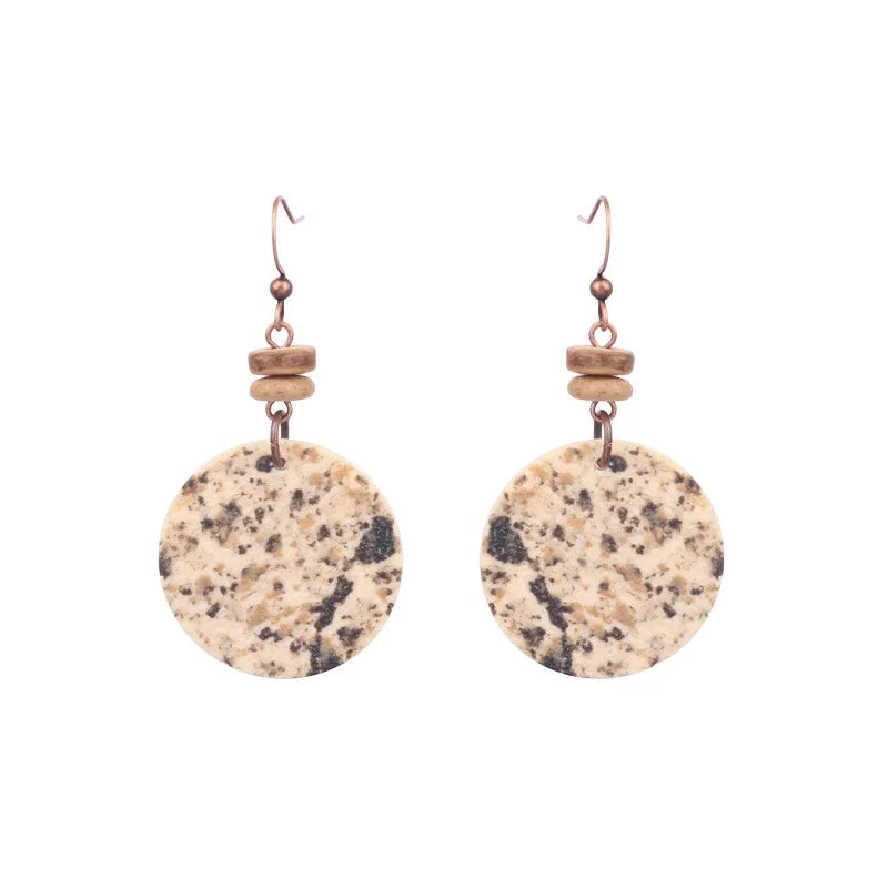 10pairs/lot earrings geometric hollow out flower design beaded vintage wood ear clip - multi - earring