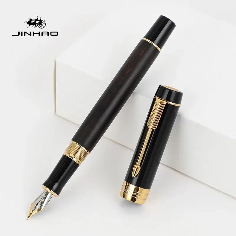Jinhao 100 mini wooden / resin fountain pen centennial golden clip fine nib writing ink school office supplies