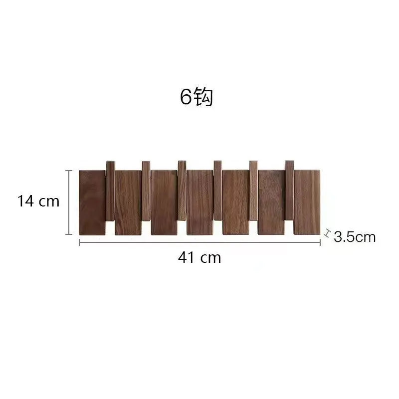 Wood coat rack wall mount hanger keys beech walnut door hook hat organizer porch entry home decor - walnut-6 hooks
