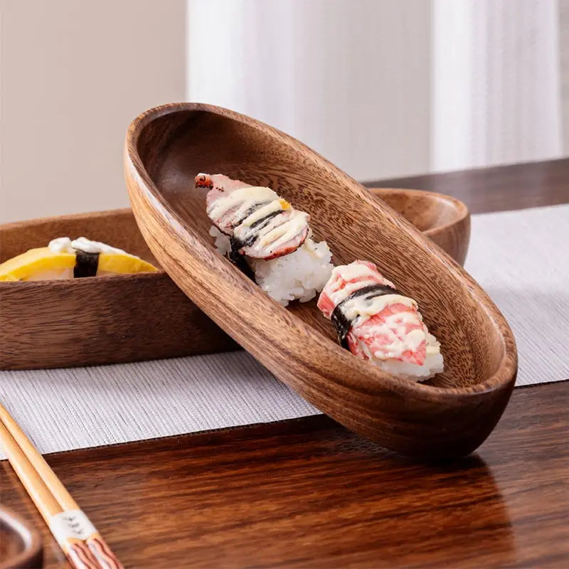 Walnut wood boat shaped bowl creative salad fruit mandarin duck plate dishes mixing dough bowls food bread tray