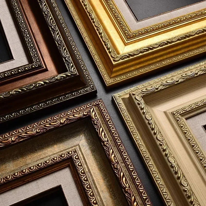 Wooden picture oil painting frame photo holder wall hanging shadow vintage photocard personalized gift gold room decor