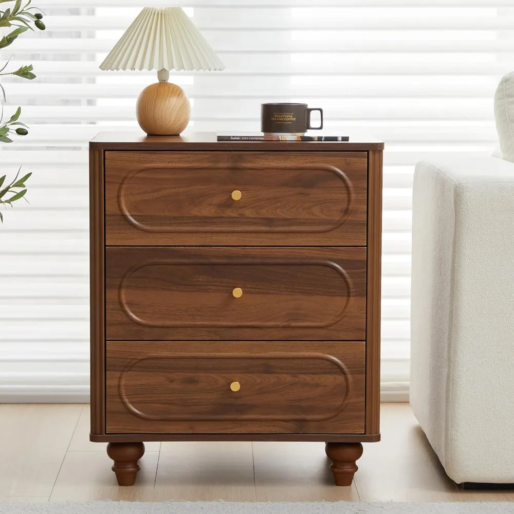 3 drawer fluted dresser for bedroom mid century modern chest of drawers wood storage small organizer livi