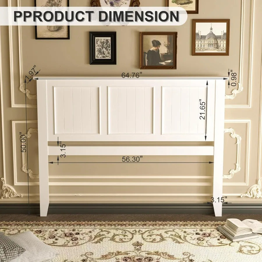 Antique style wood headboard queen size modern with vintage frame bedroom furniture white - united states