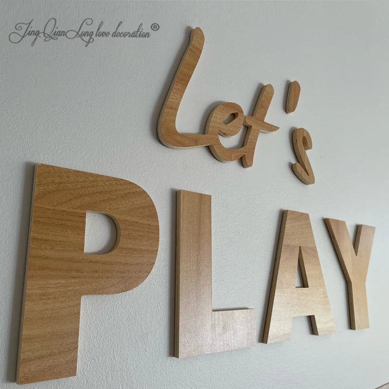 Custom let’s play-wall lettering wooden nursery sign playroom decor bedroom art