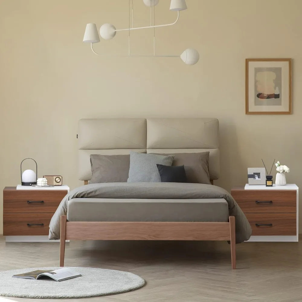 Modern nightstand with 2 drawers wooden bedside table unique framed design multifunctional end for bedroom study