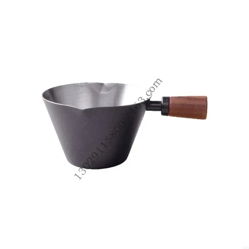 Stainless steel espresso cup 90ml with wooden handle for coffee enthusiasts gift.y5ga - black / china
