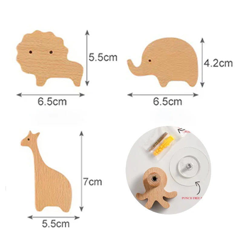 3pcs wood hooks organization wall holder clothes hanger keychain door hook bathroom kitchen accessories deco for home