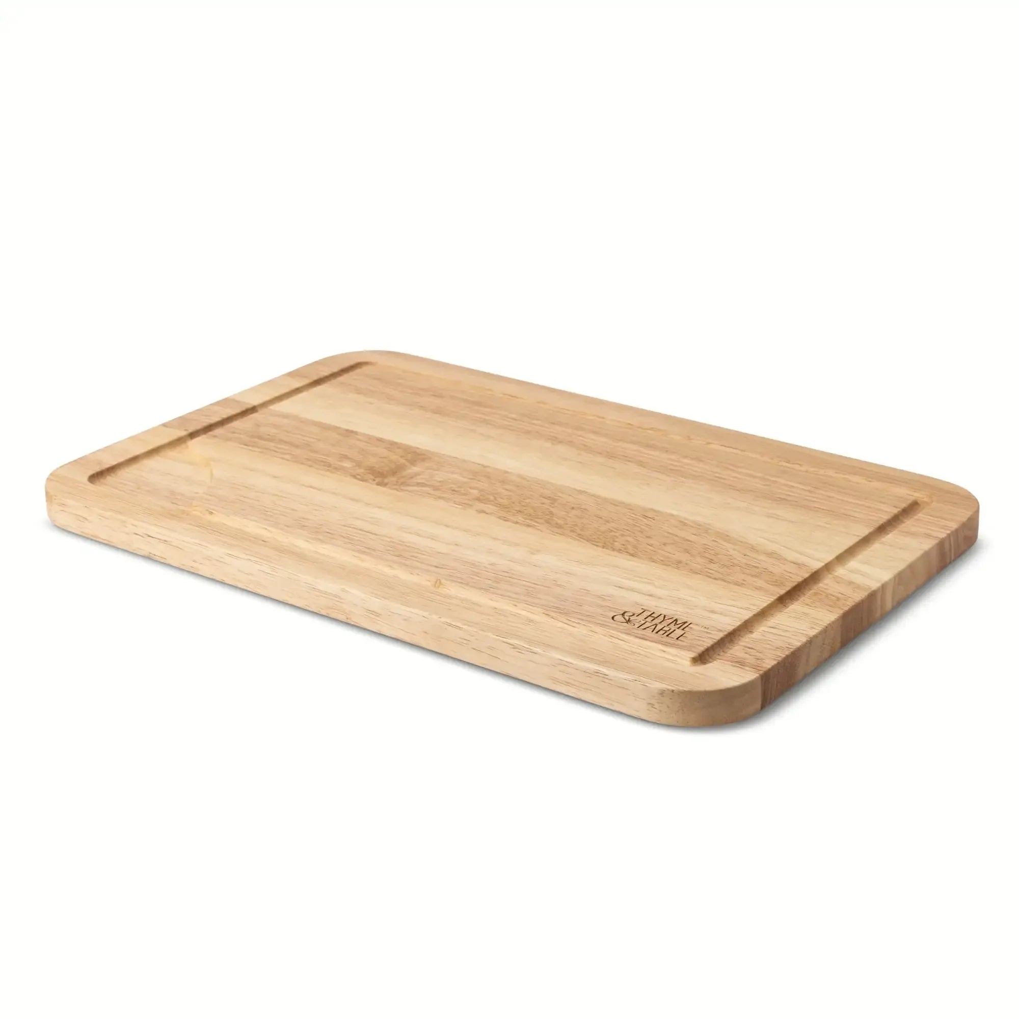 12x18 inch large rubberwood cutting board anti-slip grips & juice groove for secure chopping butcher block kitchen