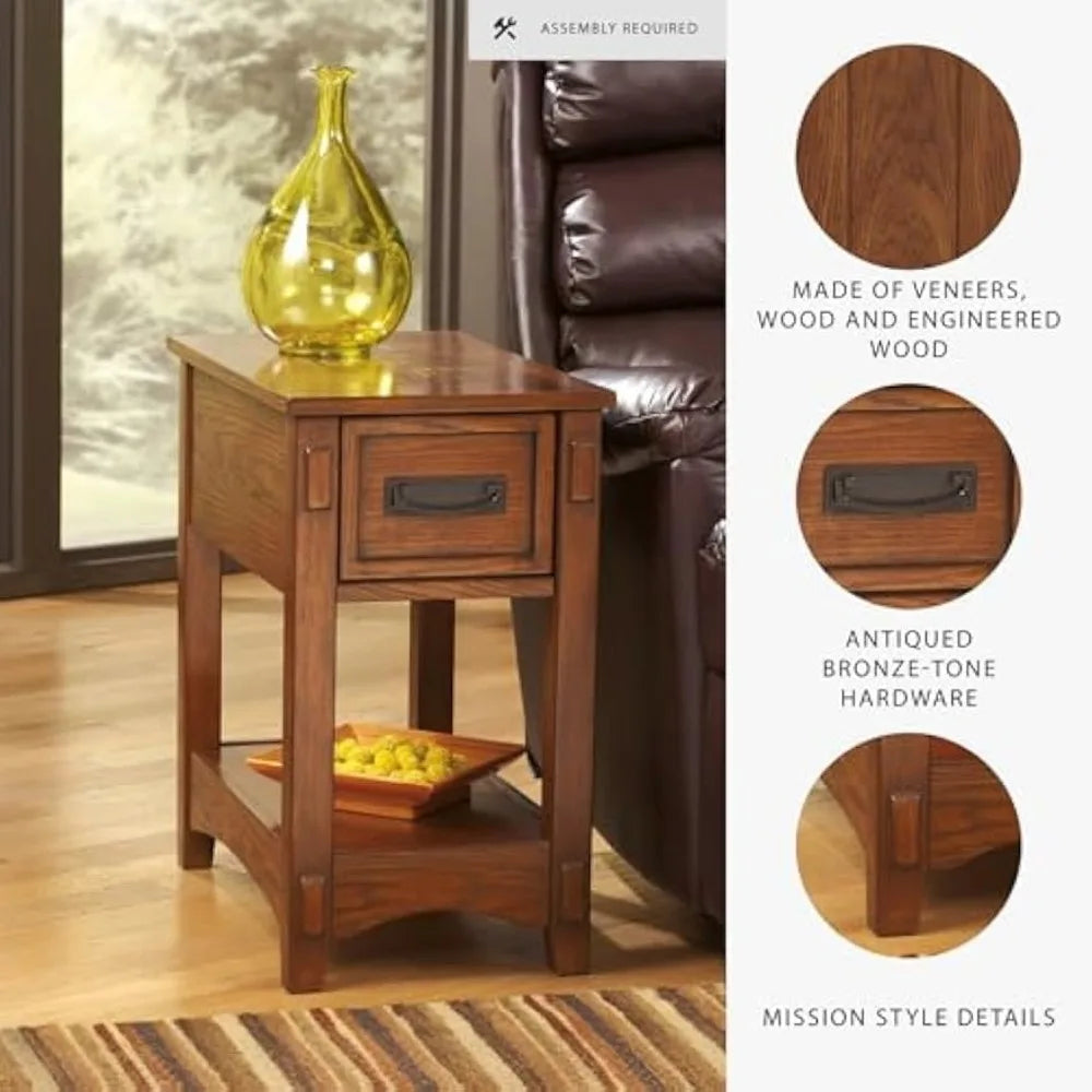 Breegin new traditional wooden chair side end table with 1 drawer and fixed shelf brown - united states