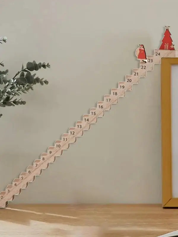 Creative santa claus countdown calendar wood stairs climbing christmas advent wooden xmas decorations - decorative