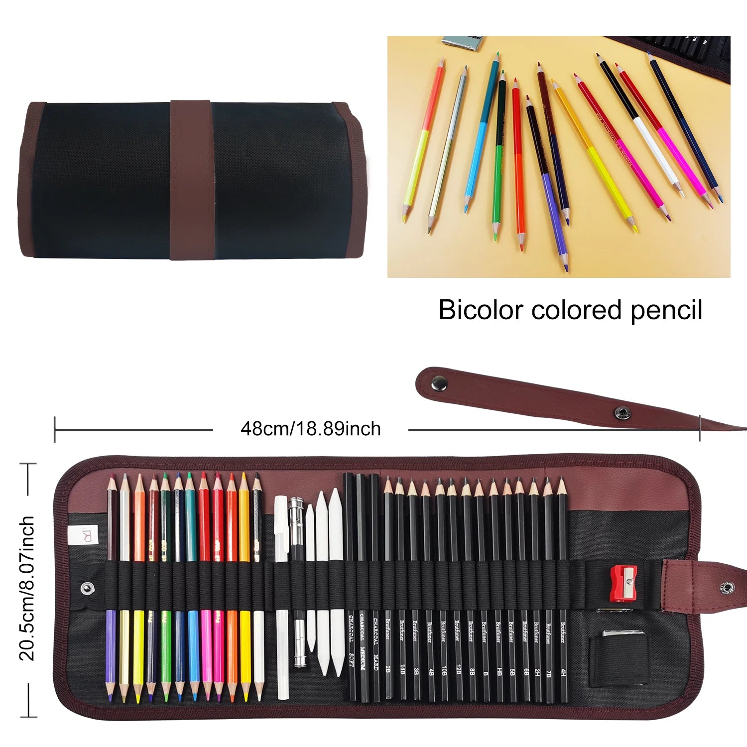 36/38/50/72colored pencils for adults coloring book premium artist pencil set handmade canvas wrap,extra accessories