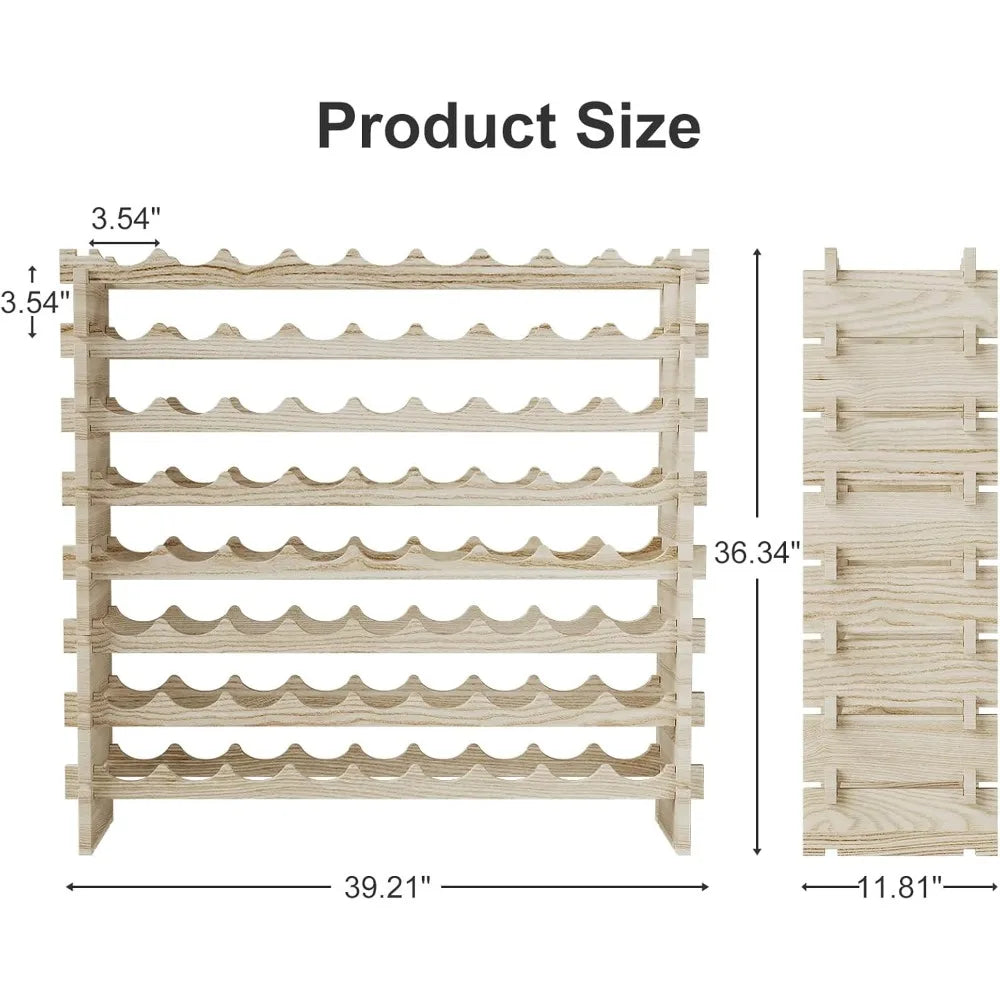 Real wood wine rack freestanding floor stackable storage solution for home and kitchen elegant wooden display f