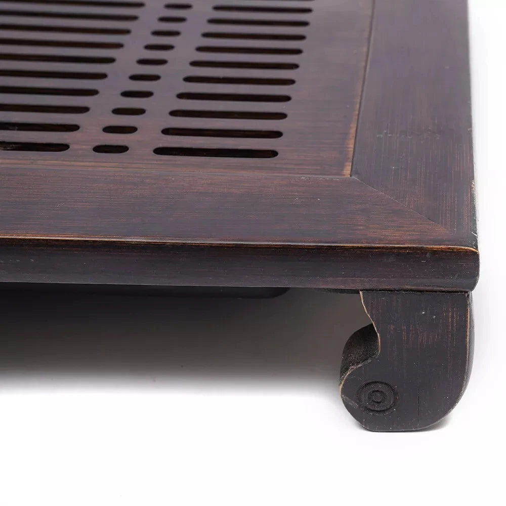 Bamboo wood tea tray with drainage - water storage board for kung fu
