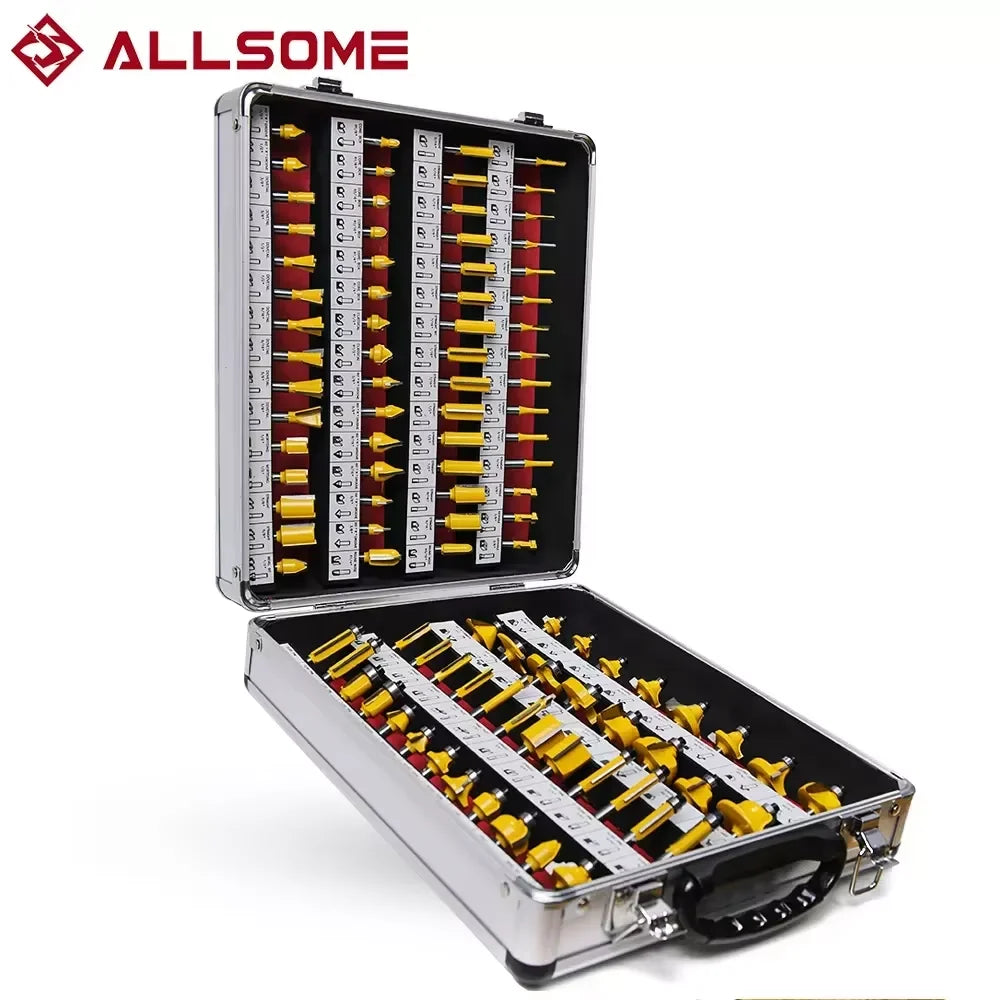 Allsome 100pcs/set 1/4 inch shank tungsten carbide router bit woodworking milling cutter ht1192