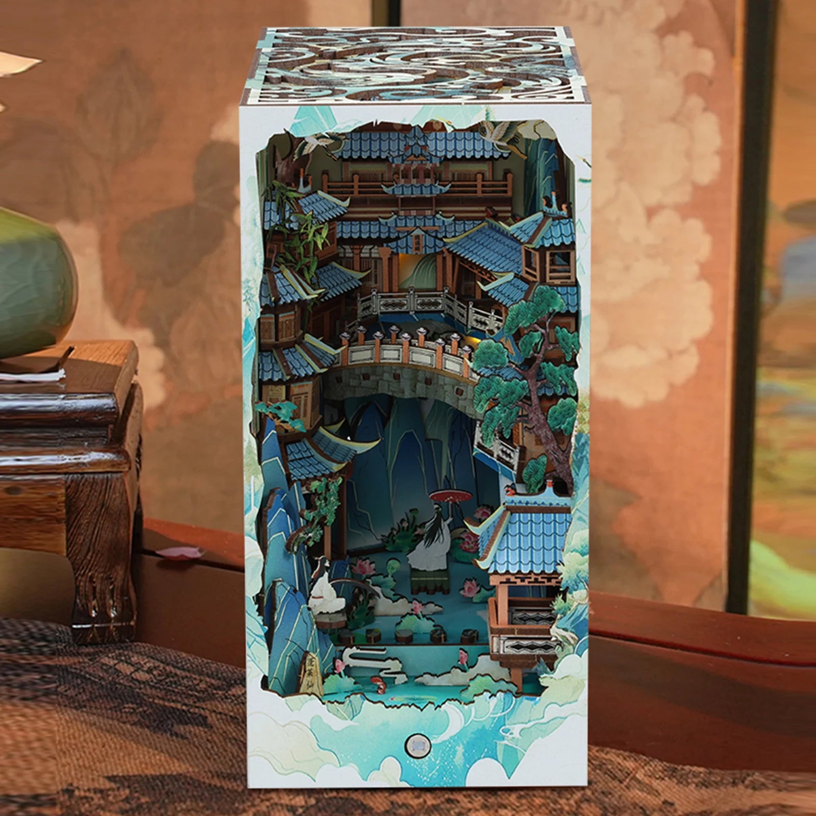 3d book nook kit diy doll house bookshelf insert miniature dollhouse bookend for xmas home office puzzle model build