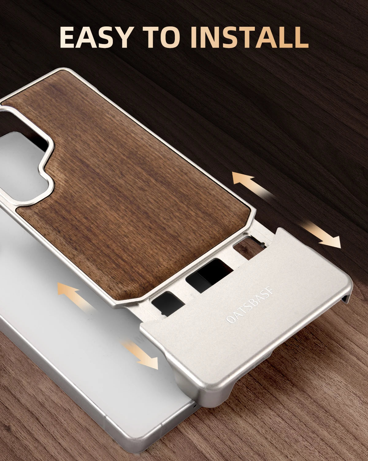Oatsbasf solid wooden phone case for samsung galaxy s25 ultra magnetic shockproof metal frameless easy to install