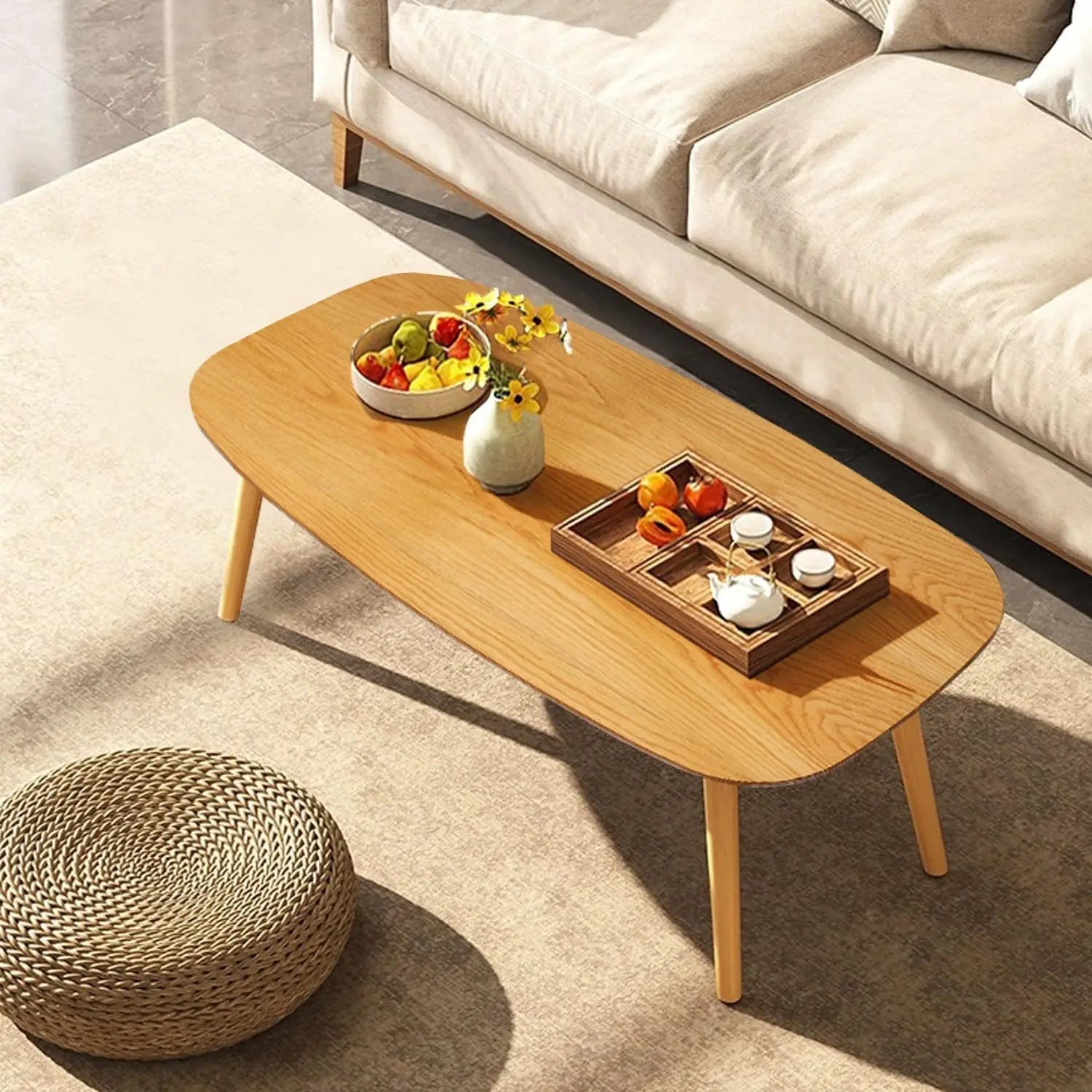 Wood folding coffee table space saving side (oak 45x22x18) - united states