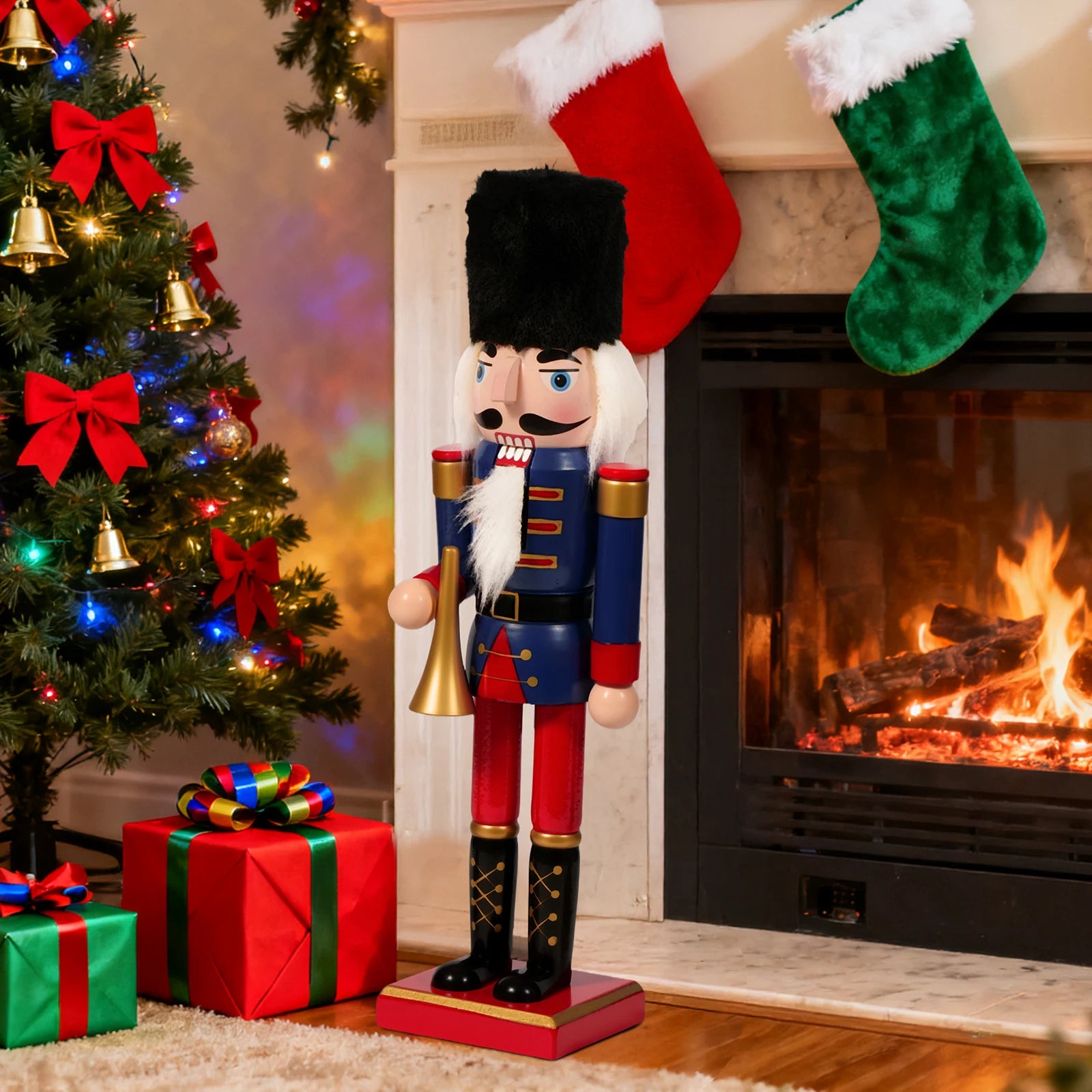 Handcrafted wooden soldier nutcracker puppet desktop ornament christmas home decoration unique holiday craft project &