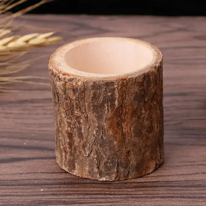 Rustic wooden tea light candle holder succulent plant pot tray holders wedding birthday table centerpieces decoration
