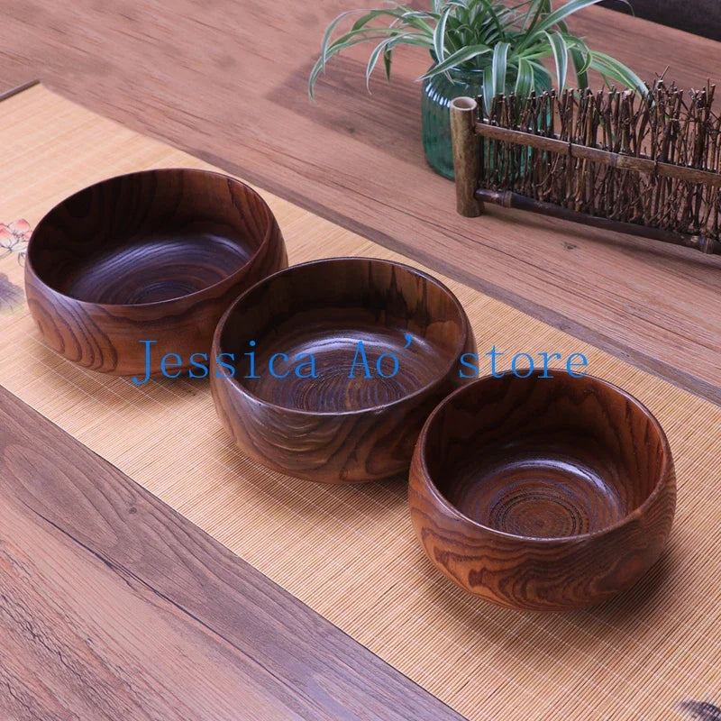 14-18cm natural acacia wood bowl large salad solid big for soup noodles japanese tableware bowls