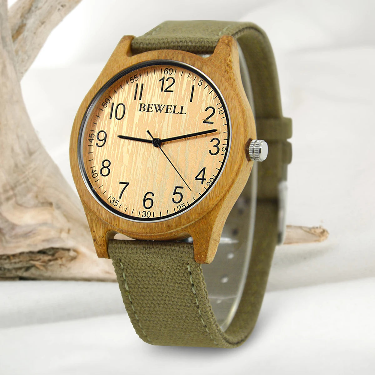 Unisex wooden watch - altenberg model handmade from 100% natural bamboo with quartz movement - lightweight analog