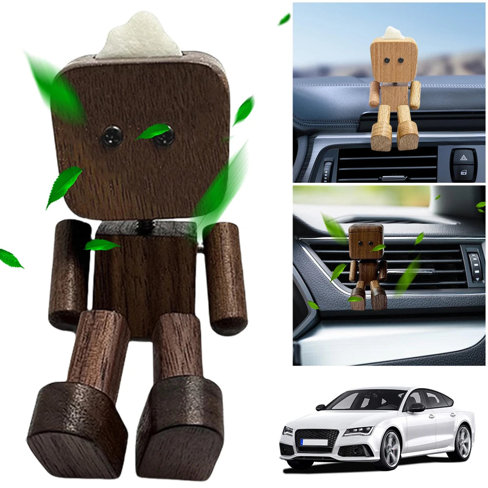 Magnetic shaking wooden man figurine handmade feet statue car dashboard decorations ornament lovers creative gifts