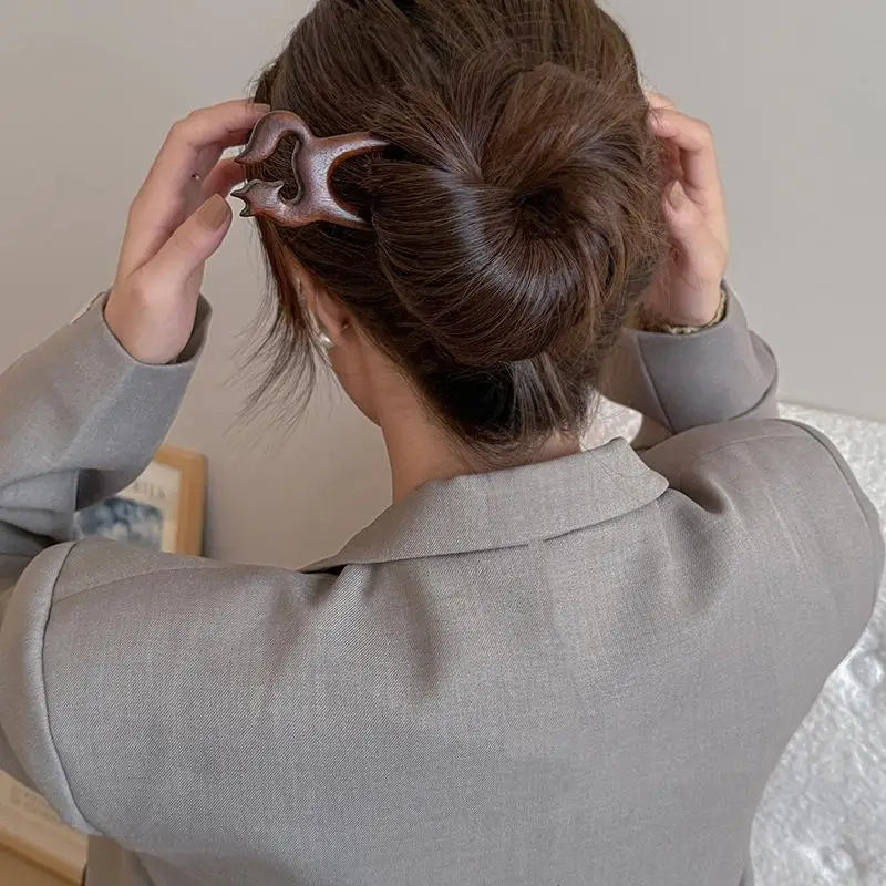 Wooden hair stick u-shaped fork cat butterfly chinese style fashion hairpin headwear girl accessories