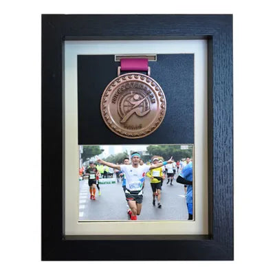 Wooden medal display frame marathon bae creative picture stand storage organizer modern simple sle rectangle - black