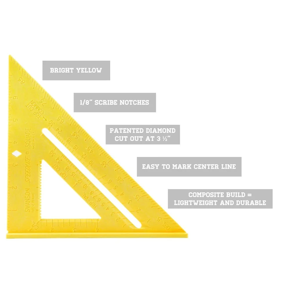 8 inch speed square rafter triangle tool composite durable lightweight easy read measurement protractor carpentry