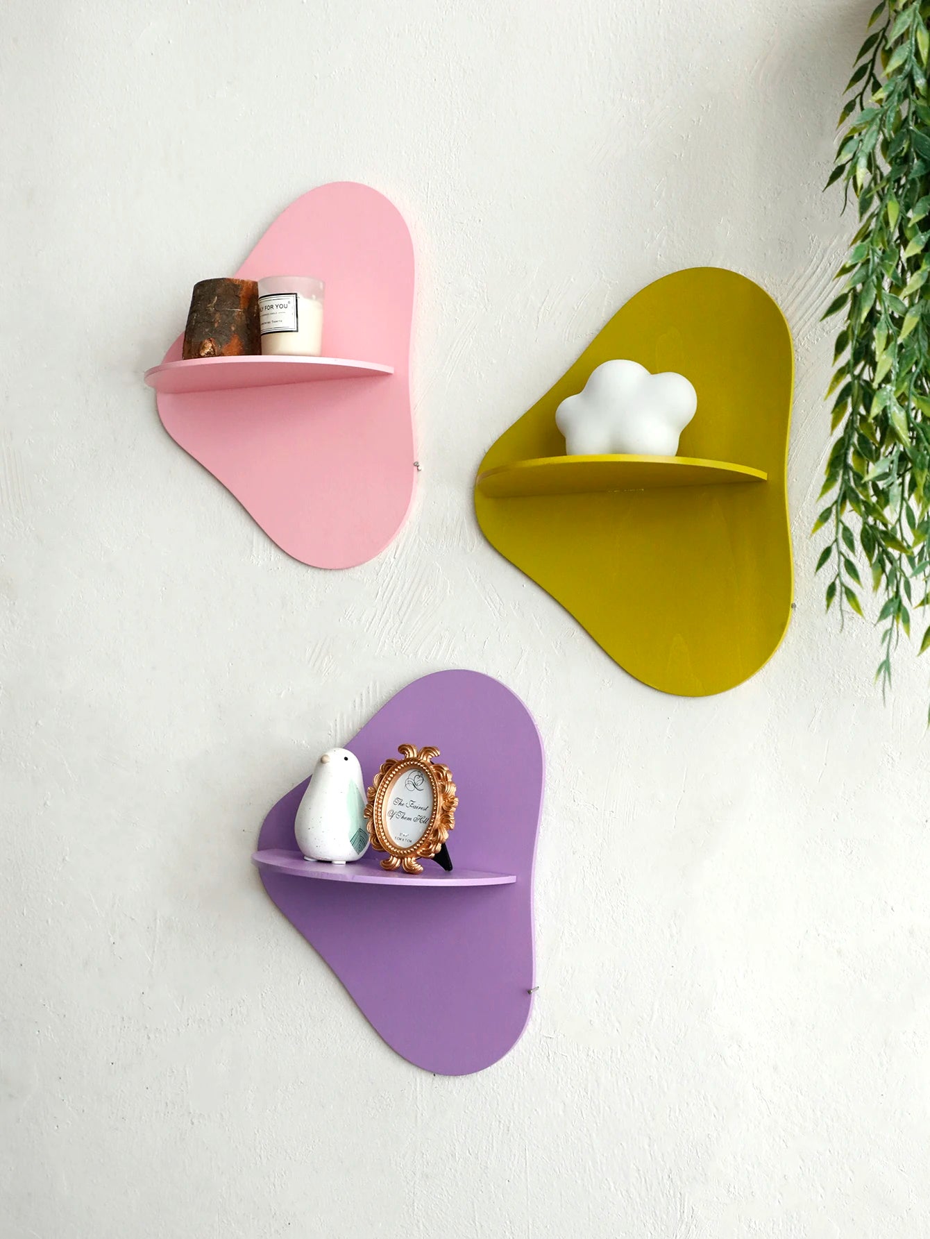Colorful floating wall shelf display wooden plant flower pot tray storage rack art home decoration for girl room decor