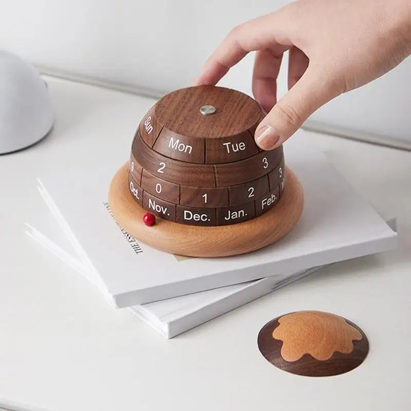 Wood permanent calendar perpetual creative planet wooden desk rustic table decorations reusable block