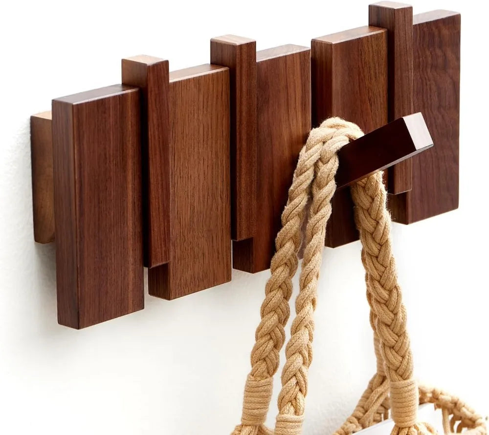 Wooden coat hooks wall mounted rack hanger mount with 4 modern piano racks