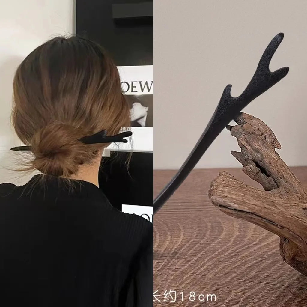 Vintage wooden hair clip black easy to twist hairpin ethnic clothing hanfu accessories girl - 10