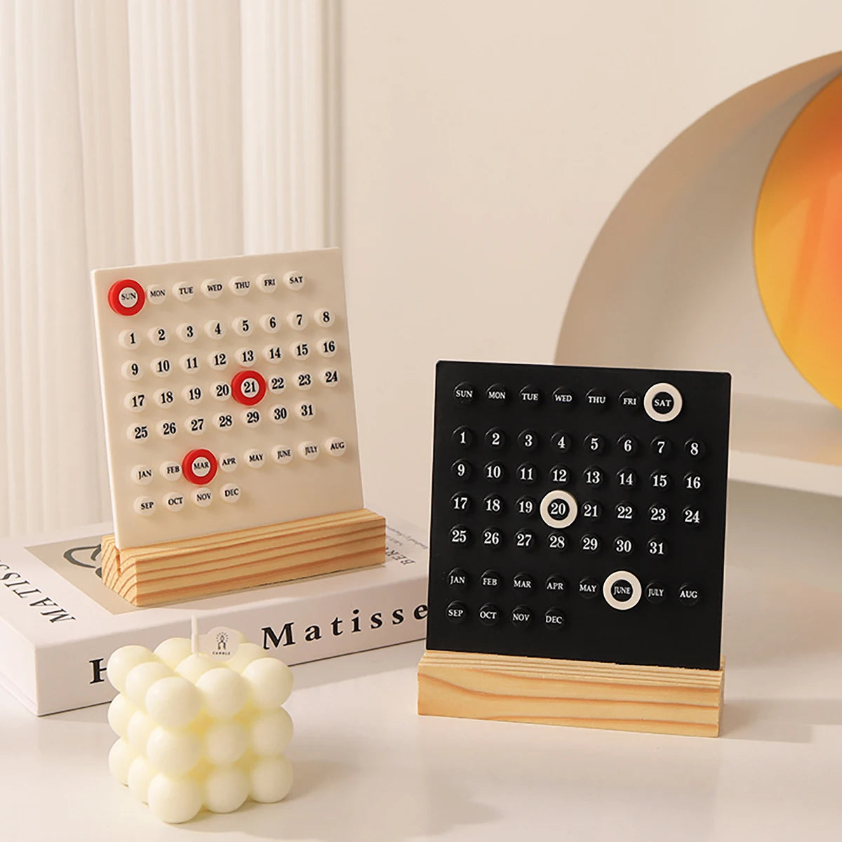 1pc wood perpetual calendar montessori cute desk adjustable week month date display home office