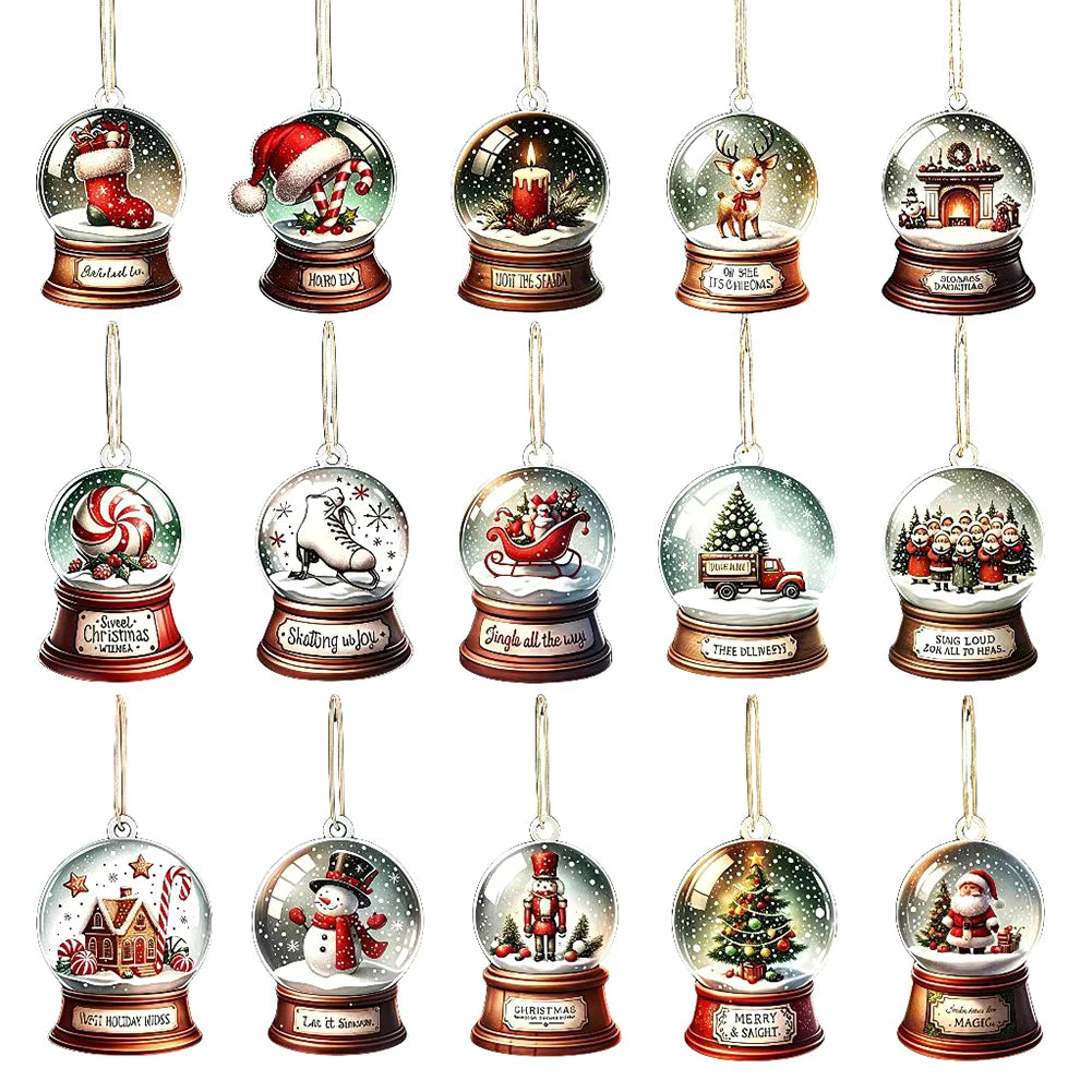 36/45pcs christmas wooden hanging ornaments tree pendants for decoration - snow globe / spain