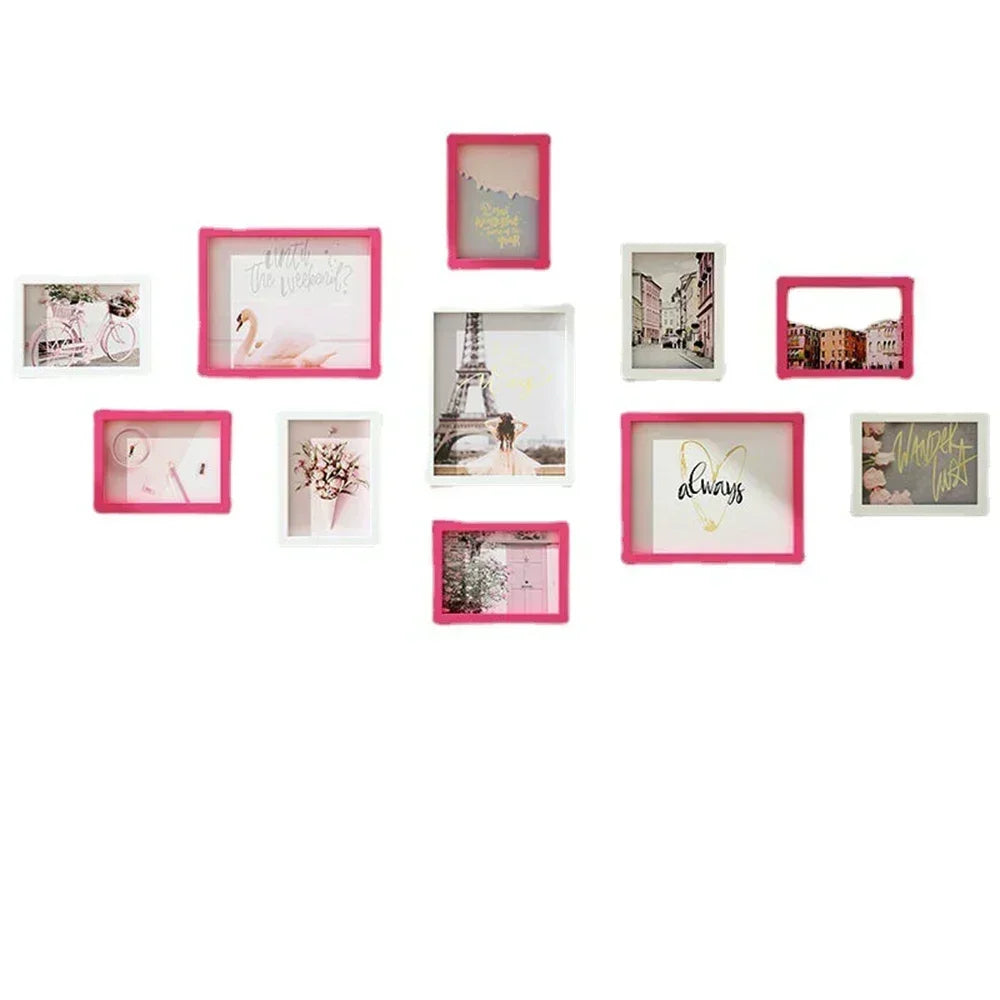 Living room photo frame 11pcs american wall combination wooden hanging picture creative restaurant home decoration