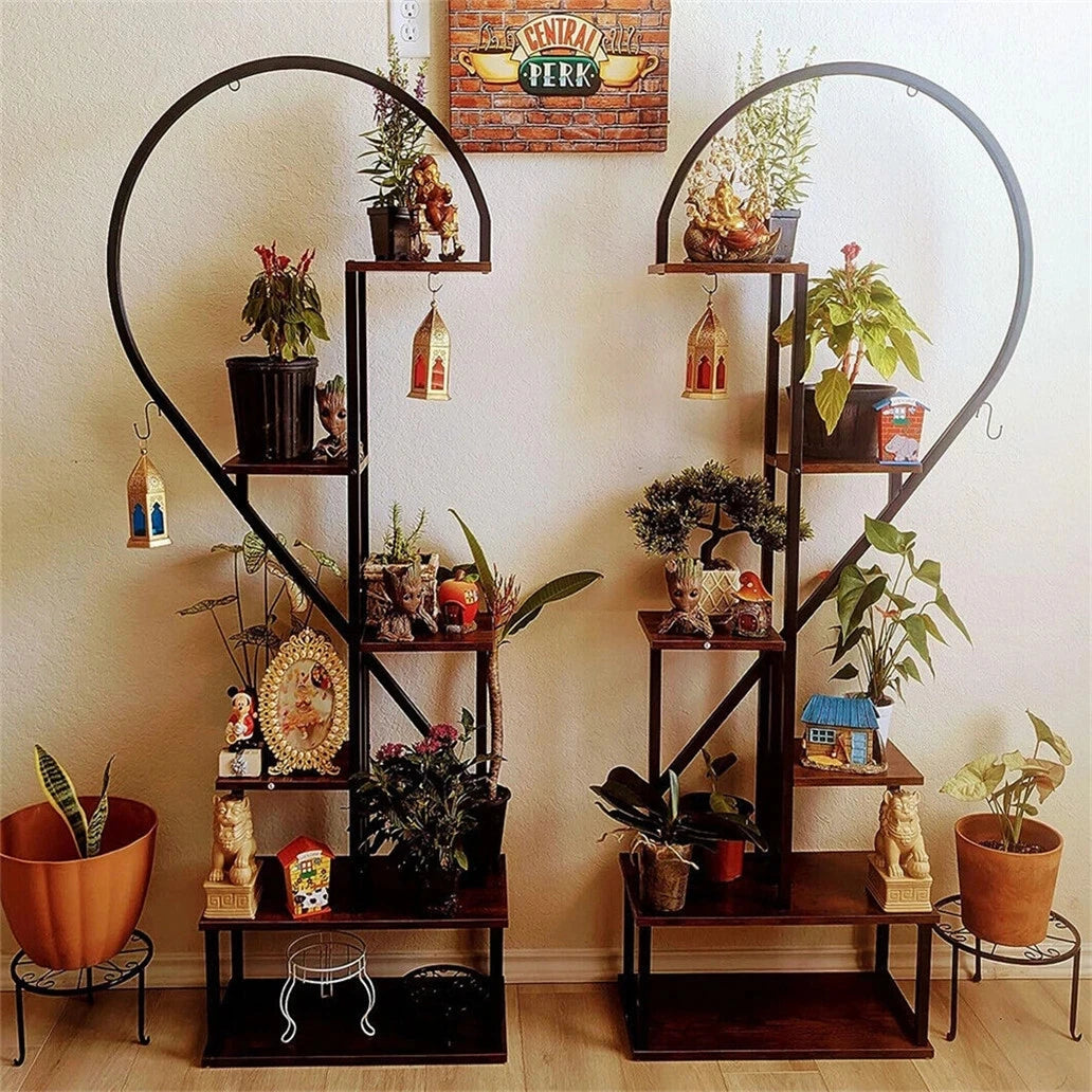 Plant stand half heart shaped multiple planter rack flower display home creative ladder hanging shelf