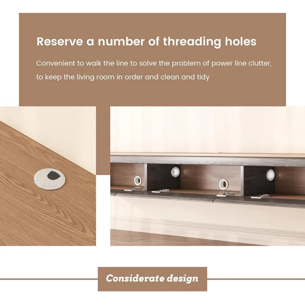 67-inch contemporary walnut floating tv stand with 3 flip-down doors and solid wood media storage - united states