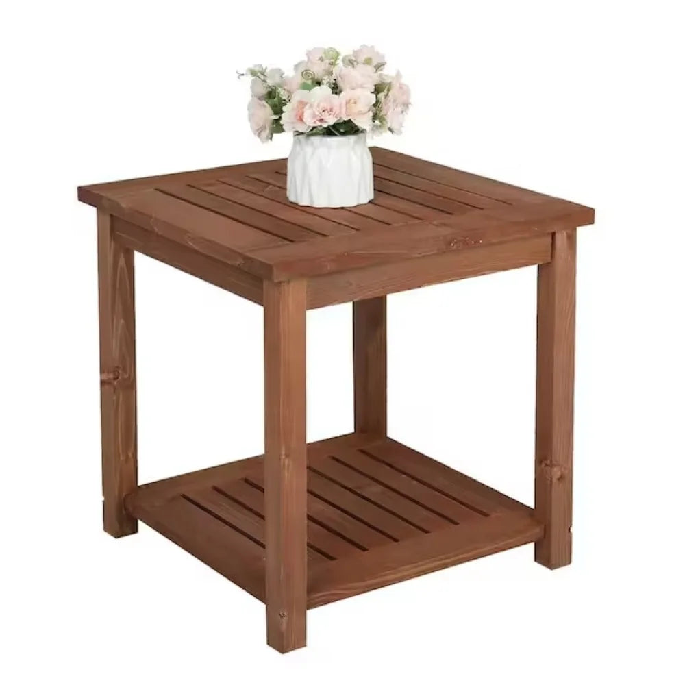 Wood side table elegant and sturdy end bedside night stand for small spaces living room bedroom - brown / united states