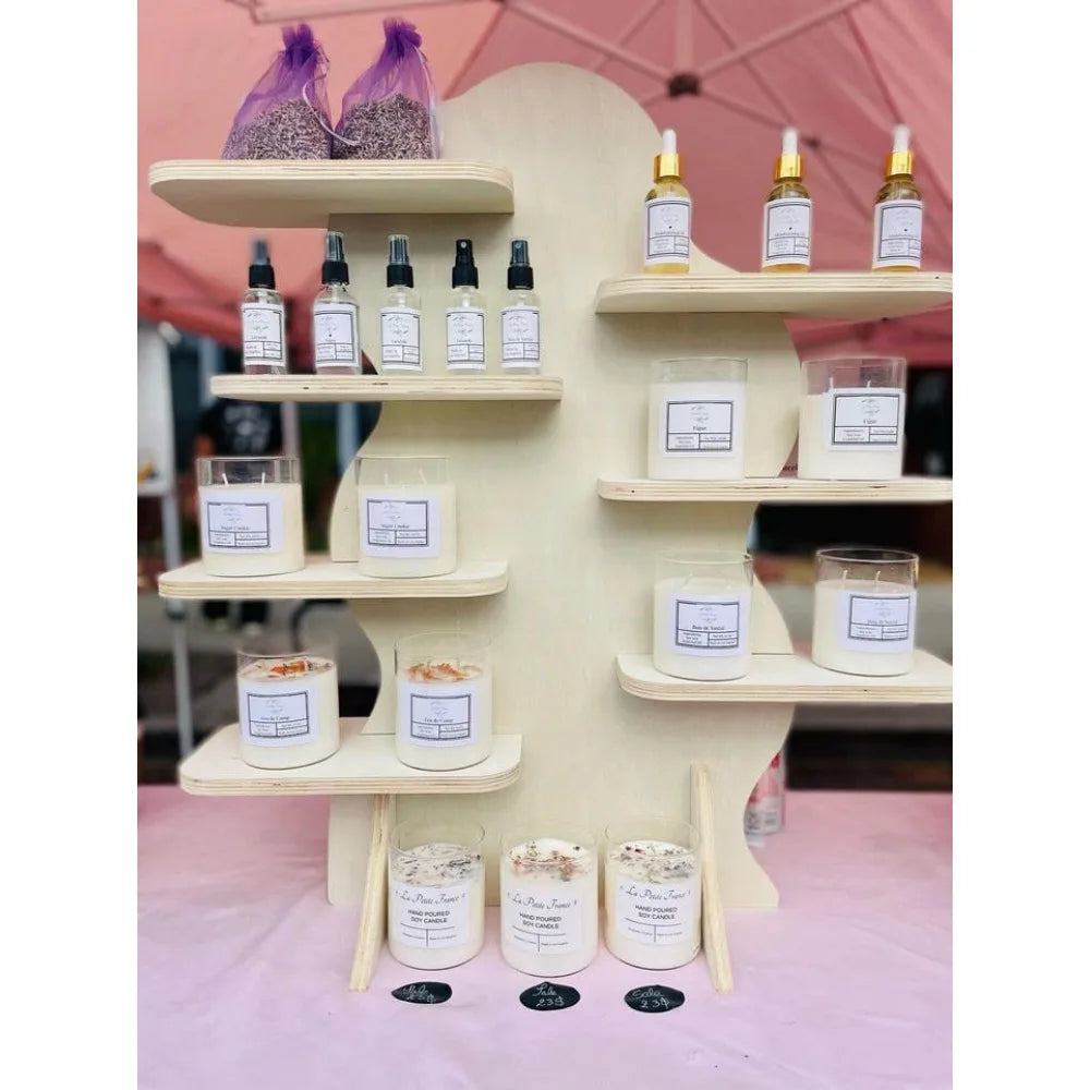 Collapsible 31 natural wood retail display shelf for vendor booths ideal candles and mugs - united states / b0cn56tjrl