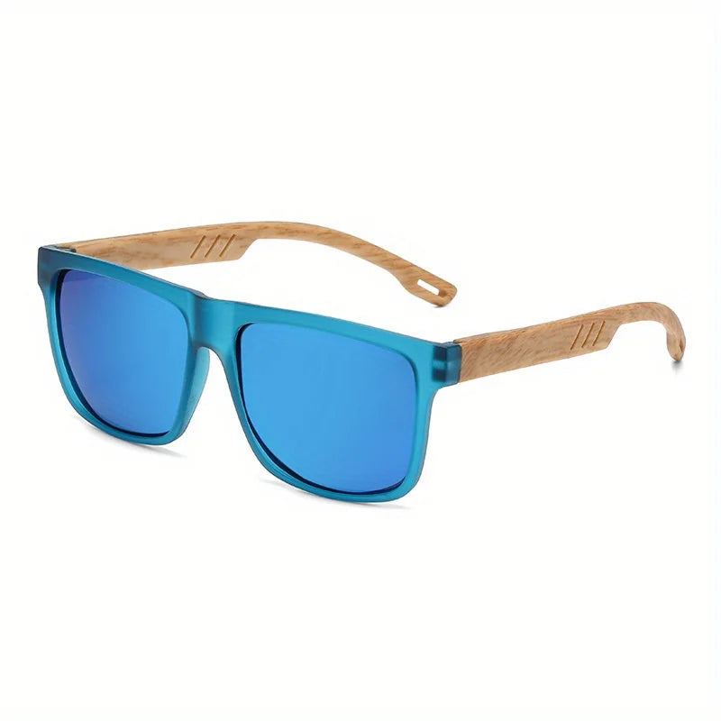 New square casual sunglasses wood grain spring hinges uv400 protection unisex outdoor daily eyewear - united states