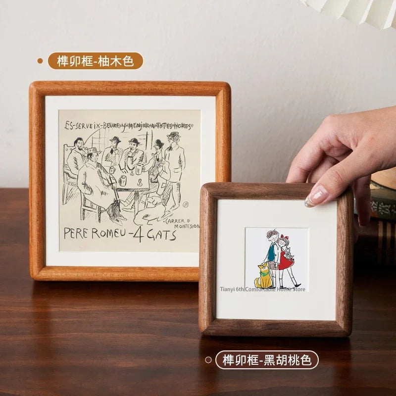 Solid wood picture frame square originality living room desktop bedroom display stand home decor cadre photo fypf