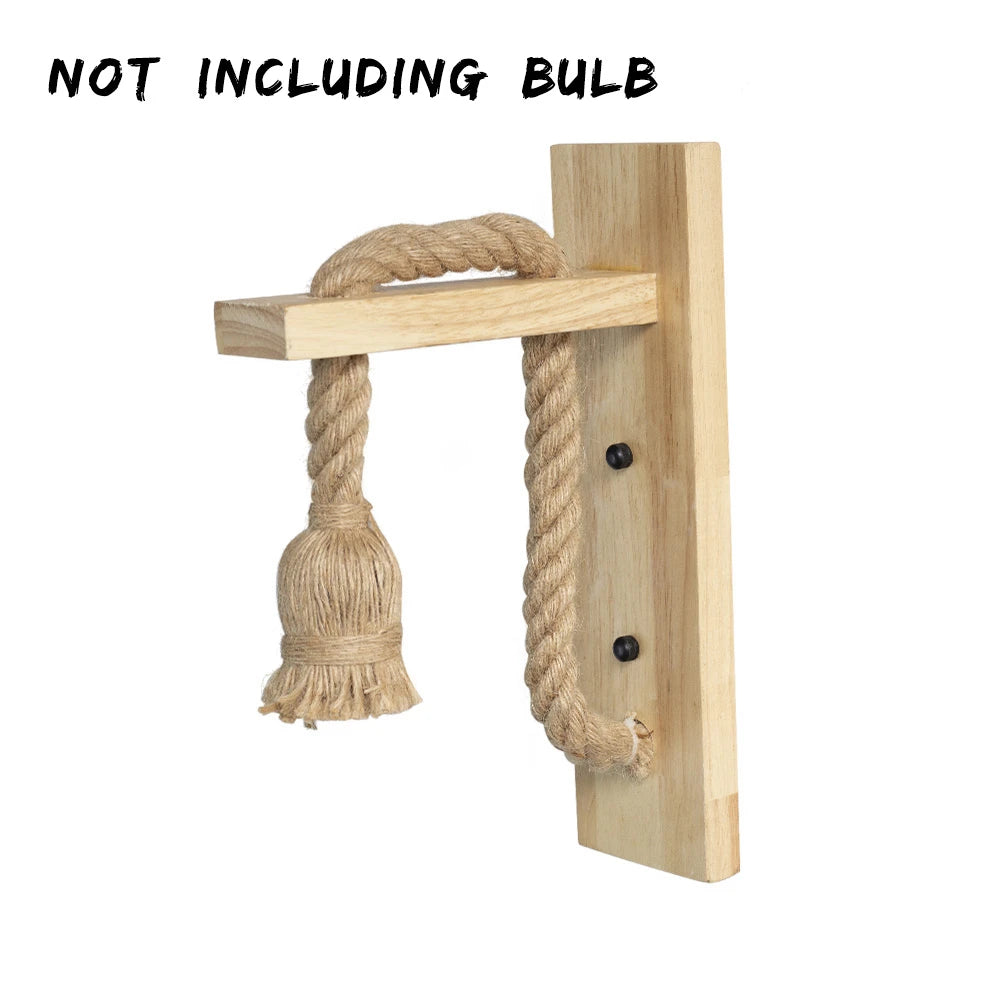 Hemp rope wall lamps 85v-265v garden light retro wooden kinkiety na sciane home decor sconse for living room - 01