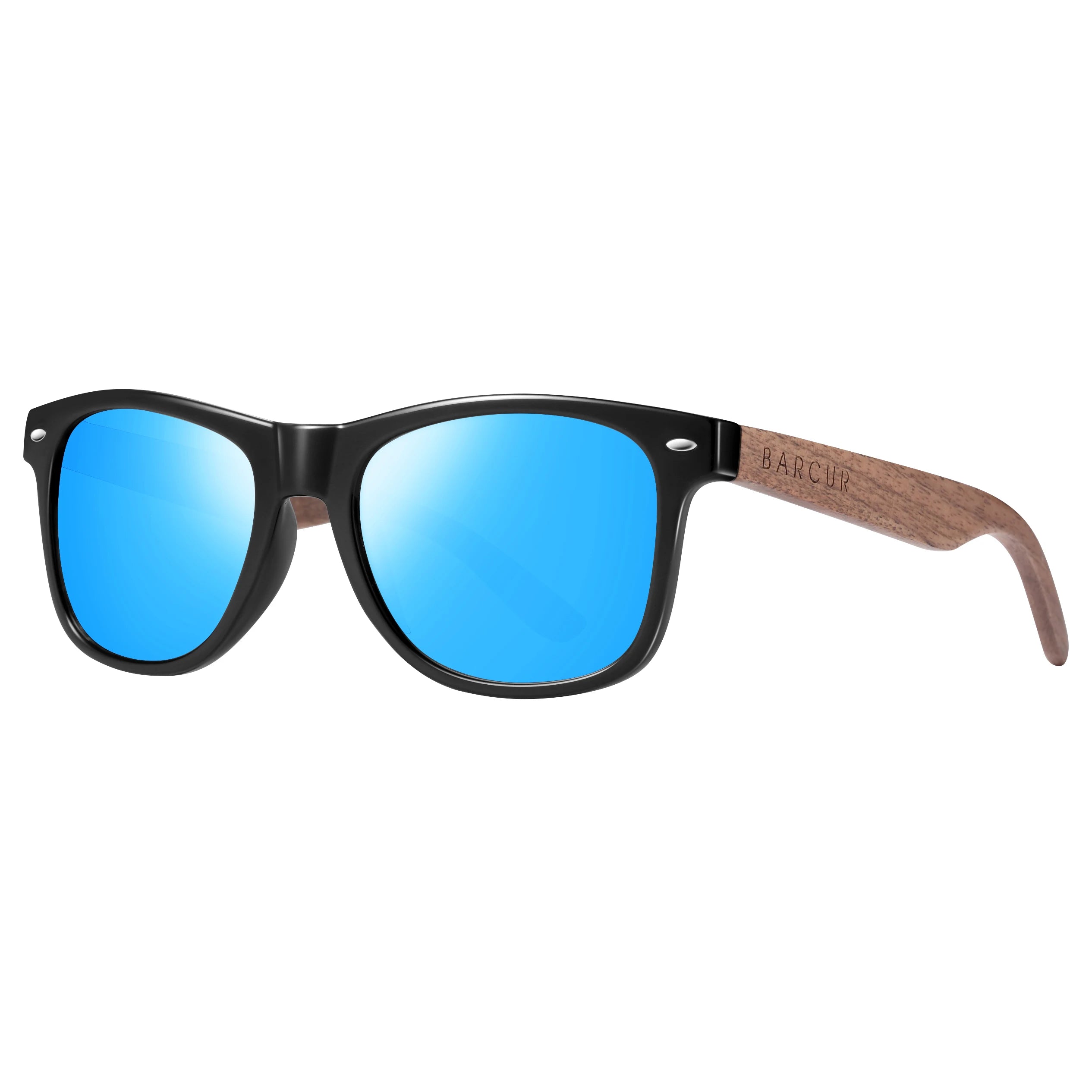 Barcur high quality black walnut sunglasses anti-reflecti men women mirror sun glasses male uv400 wooden sunglass