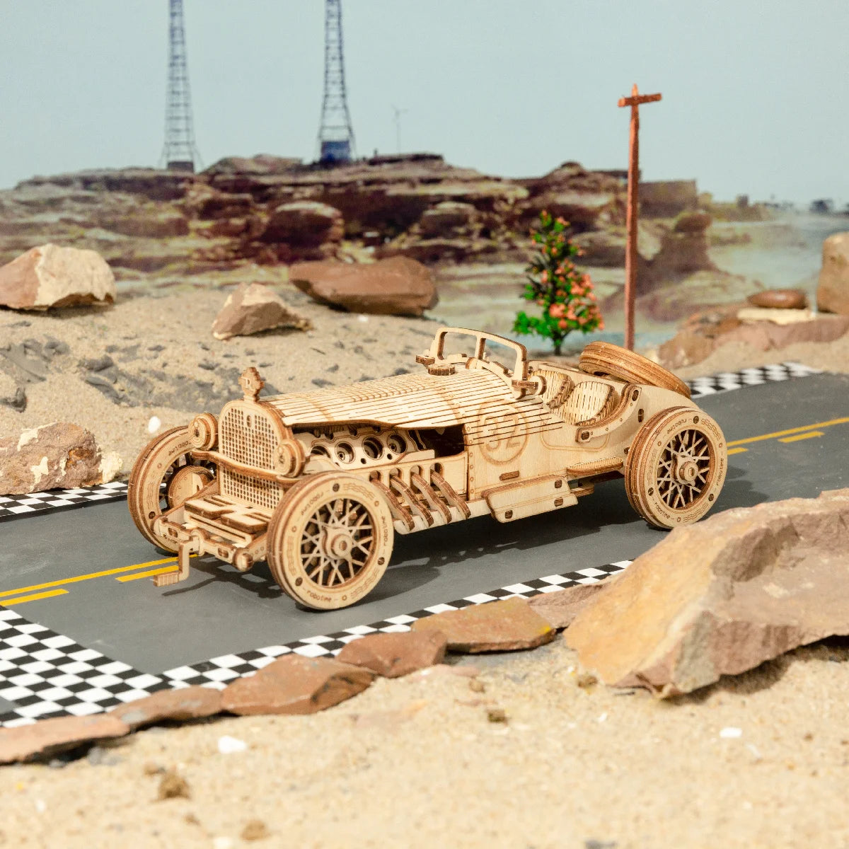 Robotime rokr classic car 3d wooden puzzle train army jeep heavy truck vintage 1:15 scale model building kits for kids
