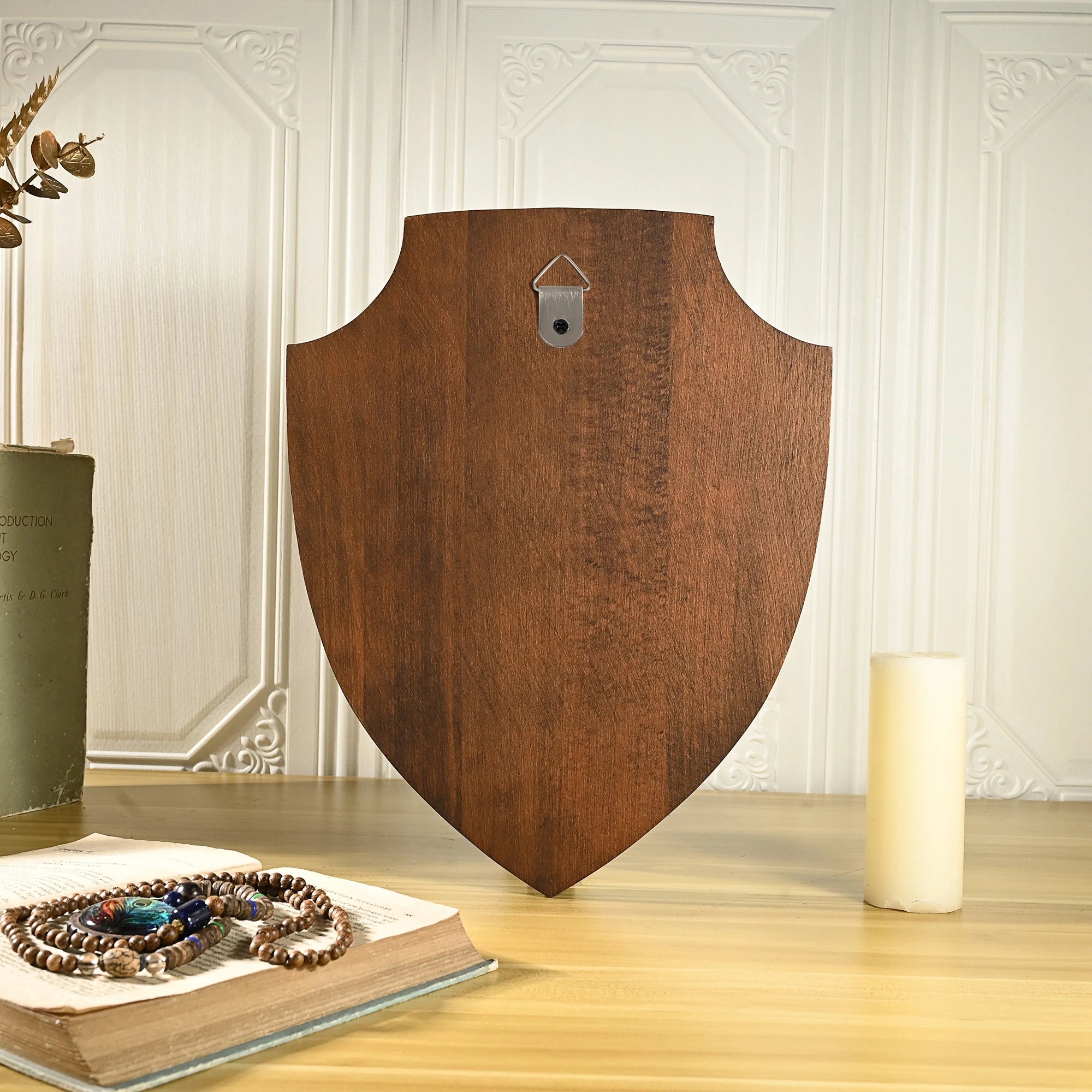 Shield of saint michael’s family wall hanging religious statue wood carving home decoration - religious (christian)