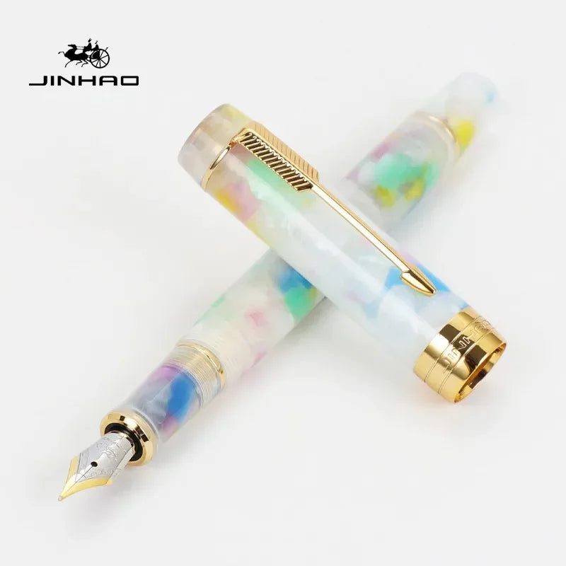 Jinhao 100 mini wooden / resin fountain pen centennial golden clip fine nib writing ink school office supplies