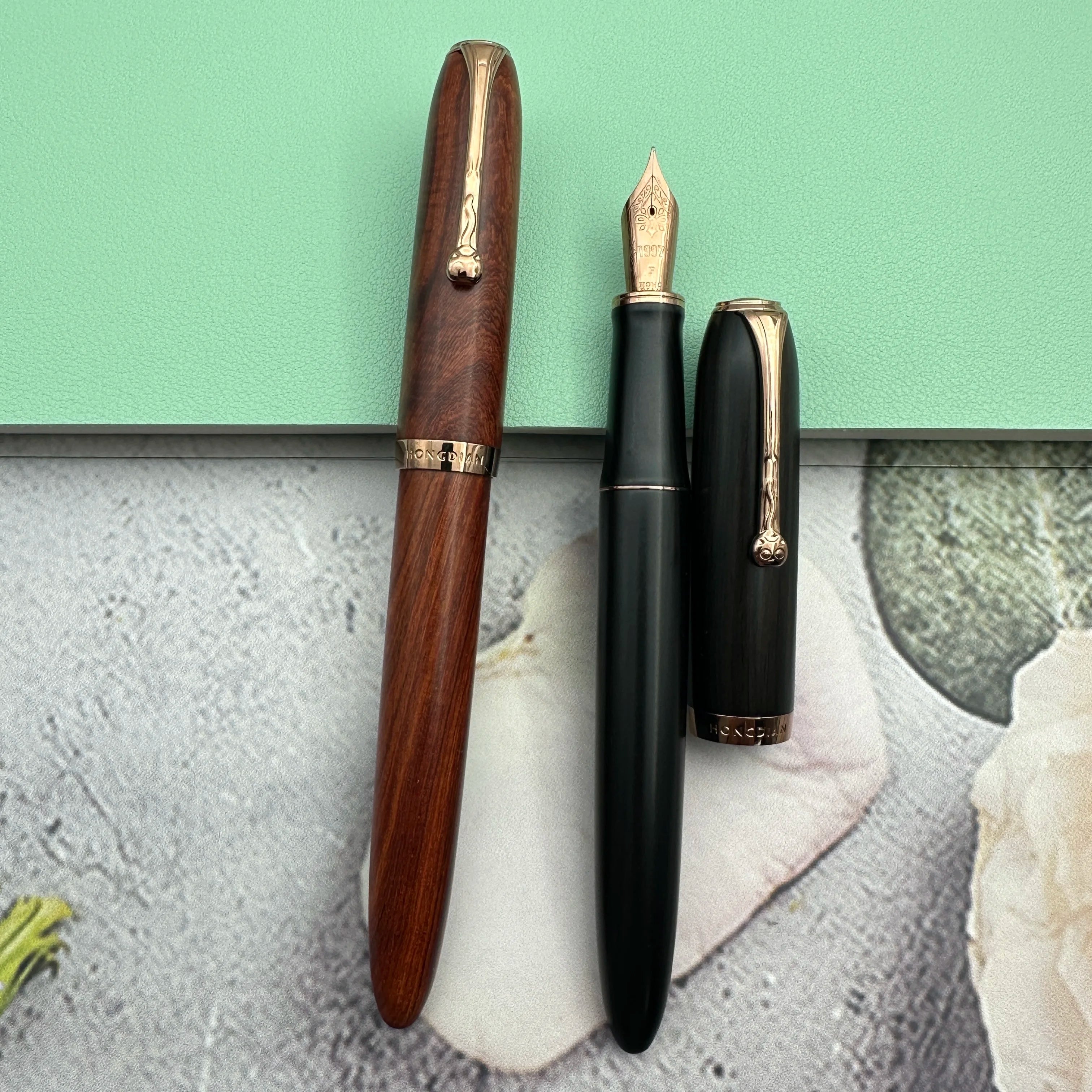 Hongdian a10 log fountain pen magnetic cap premium wood calligraphy ef f nib for writing practice & gifts office