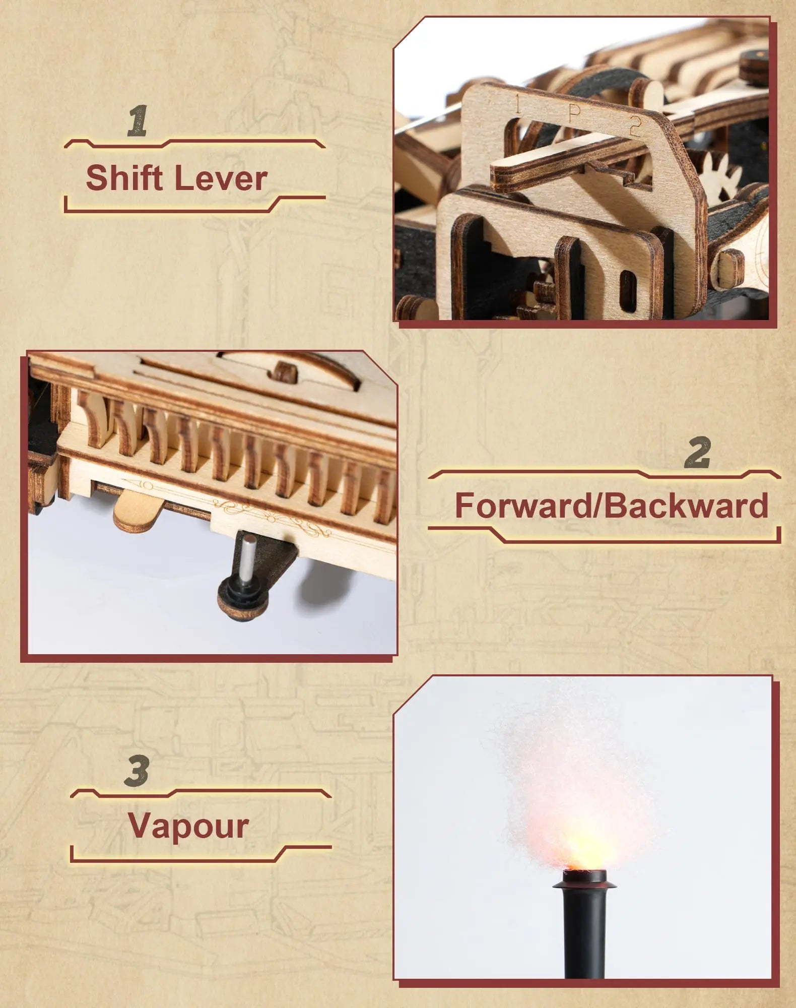 Robotime rokr tractor locomotive model 3d wooden puzzle for adults steam engine birthday gifts boys hobbies toys