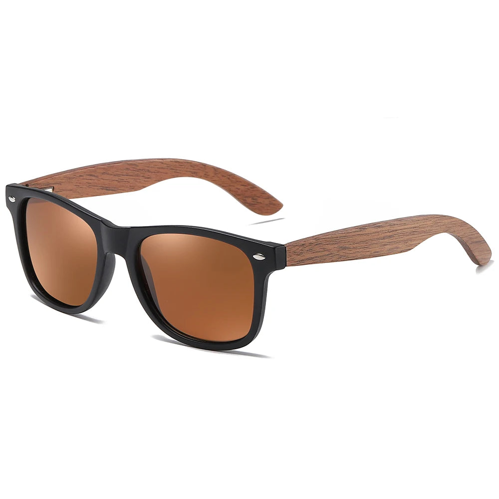 Xsw brand men’s and women’s suit retro classic black walnut polarized sunglasses wooden sports green 7061hg - coffee